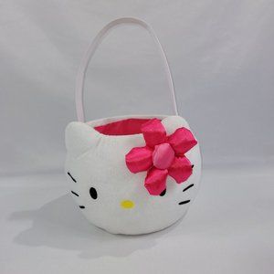 Hello Kitty Plush 6.25" Easter Egg Hunt Basket White Pink Flower